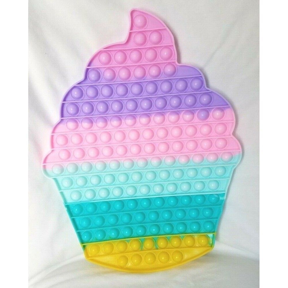 Fidget Toy Jumbo Cupcake Push Pop Bubble Pastel Rainbow Silicone